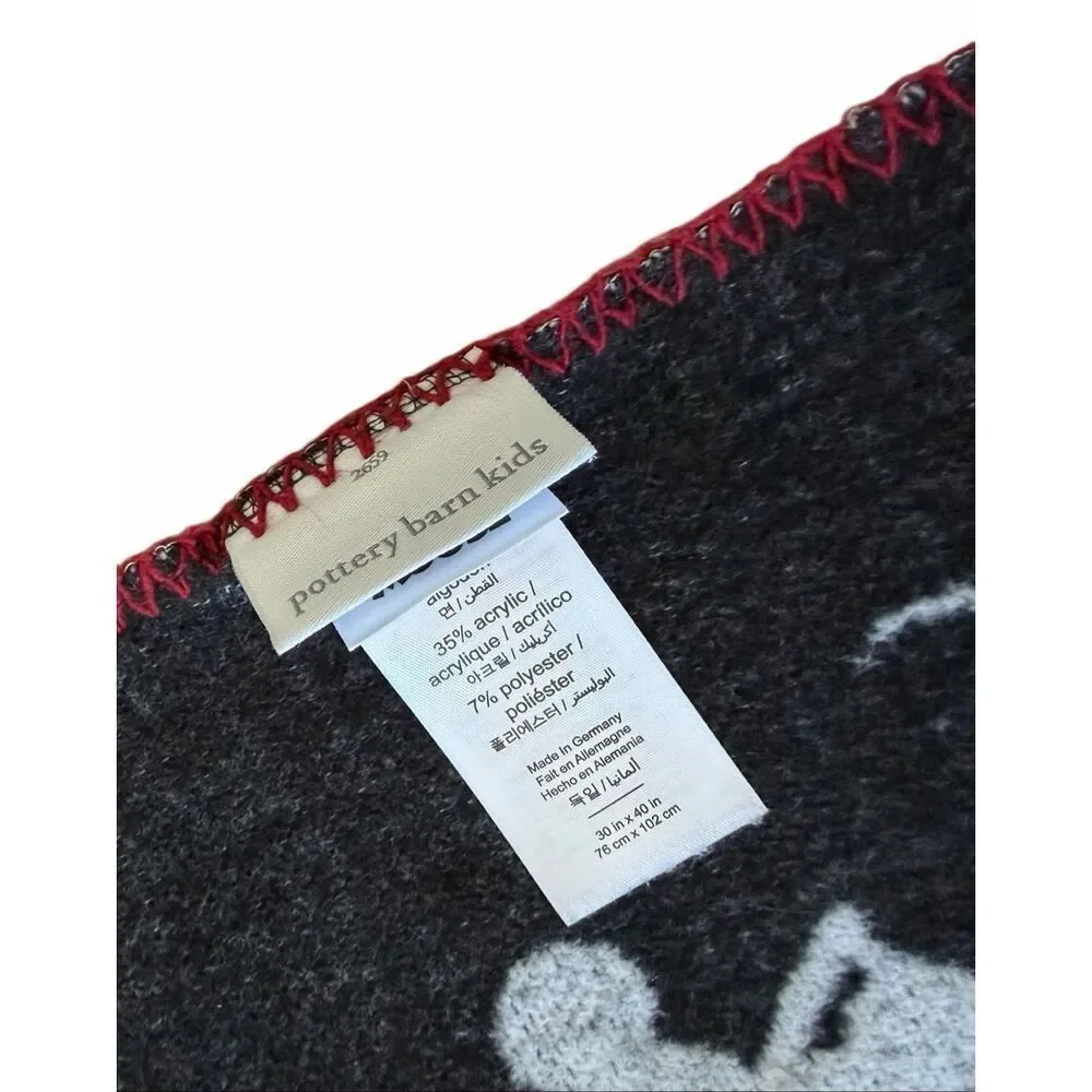 Pottery Barn Disney Mickey Mouse Baby Blanket Reversible Gray Black 30 x 40